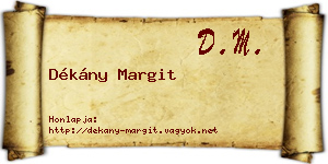 Dékány Margit névjegykártya
